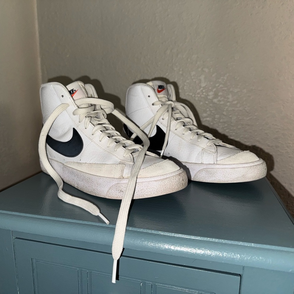 Nike White and Black High-Top Sneakers